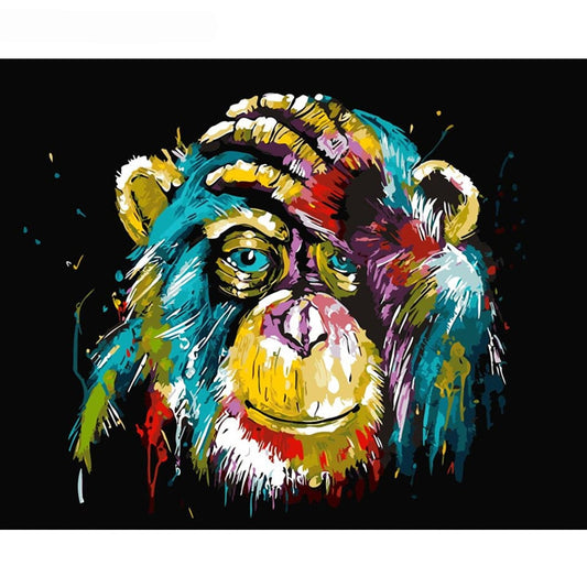 Frameless Baboon Animal DIY Wall Art