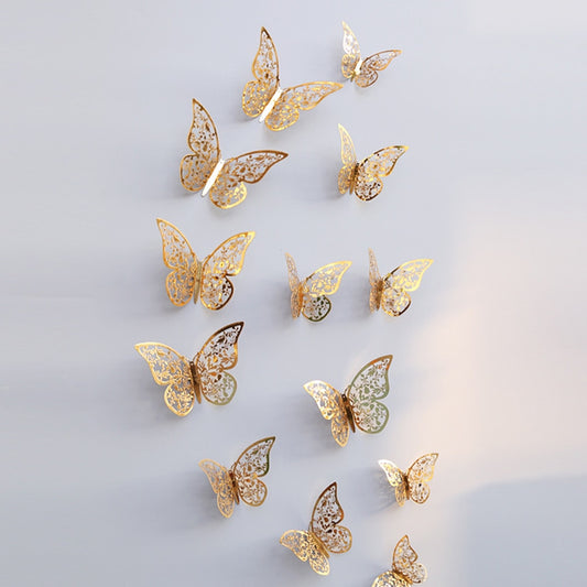 12 Pcs 3D Wallpaper Hollow Butterfly Fridge Wall Stickers