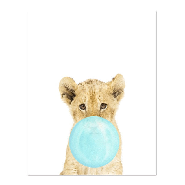Baby Animal Zebra Girafe Canvas Poster