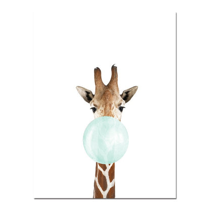 Baby Animal Zebra Girafe Canvas Poster