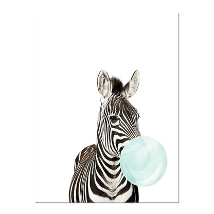 Baby Animal Zebra Girafe Canvas Poster