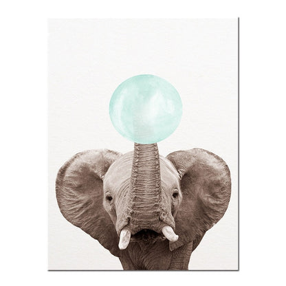 Baby Animal Zebra Girafe Canvas Poster