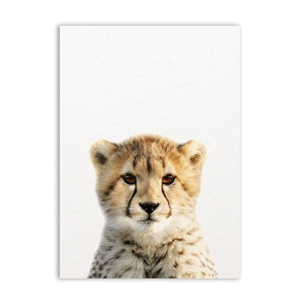 Lion Zebra Elephant Giraffe Baby Animals Art Print Poster