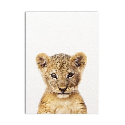 Lion Zebra Elephant Giraffe Baby Animals Art Print Poster