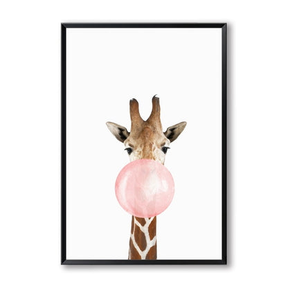 Bubble Chewing Gum Giraffe Zebra Animal Wall Art