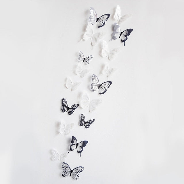 18pcs/lot 3D Effect Crystal Butterflies Wall Sticker