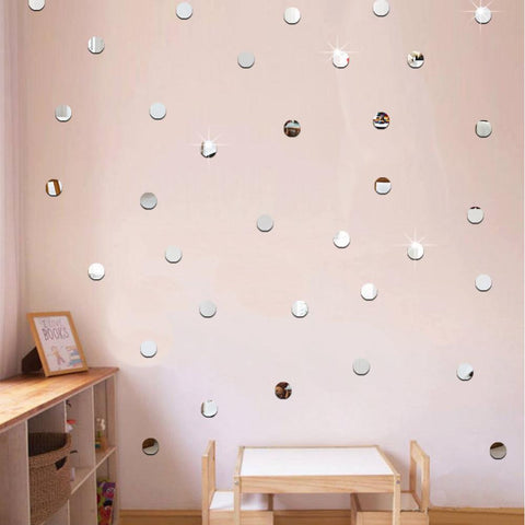 Pegatinas de pared de espejo 26pcs / set Acrílico Polka Dot Wall