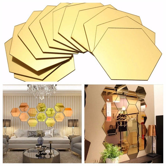 1Set Hexagonal 3D Aisle Personality Decorative Mirror