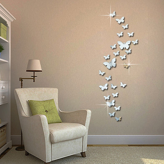 12pcs 3D Mirrors Butterfly Wall Stickers