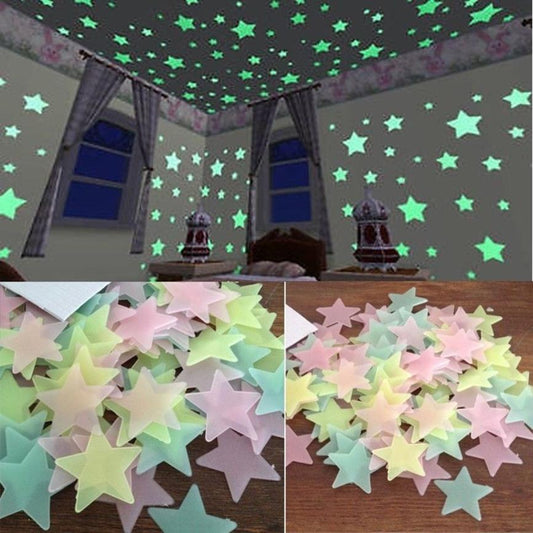 100PC Kids Bedroom Fluorescent Glow In The Dark Stars Wall Stickers