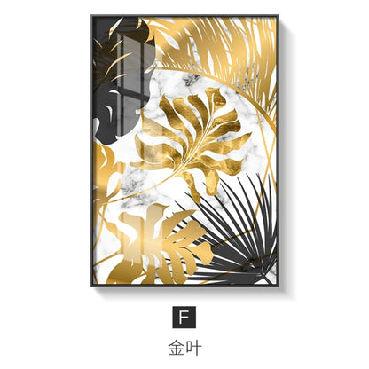 Nordic Plants Golden Leaf Canvas Painting Wall Art