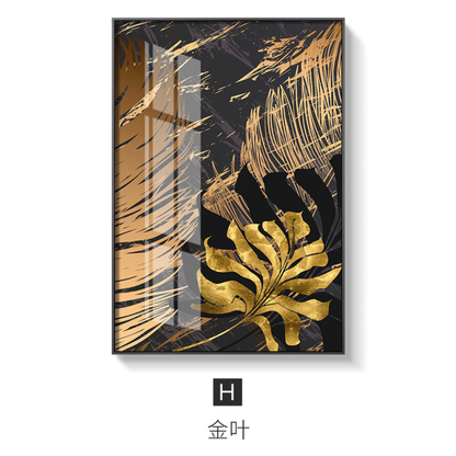 Nordic Plants Golden Leaf Canvas Painting Wall Art