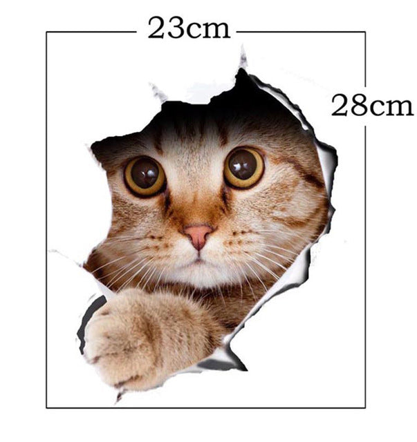 Cute Kitten Animal Cartoon 3D Wall Sticker