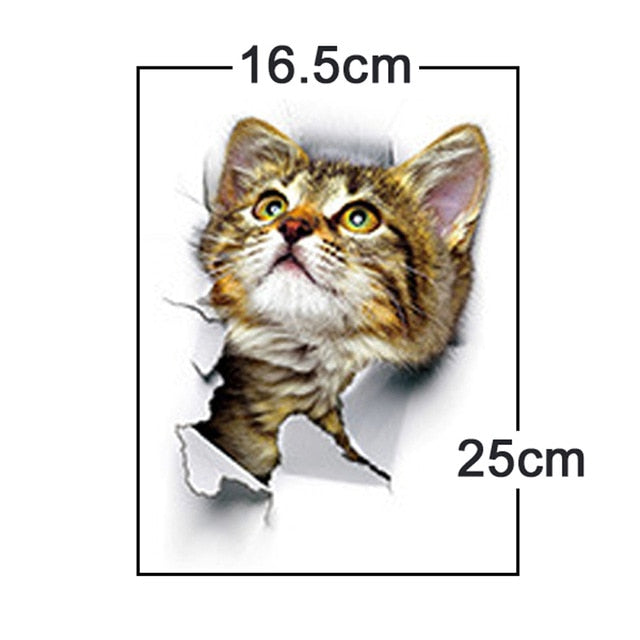 Cute Kitten Animal Cartoon 3D Wall Sticker