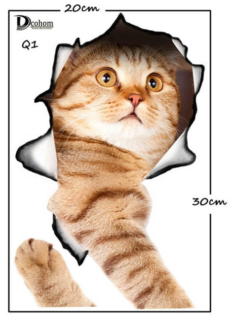 Cute Kitten Animal Cartoon 3D Wall Sticker
