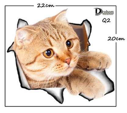 Cute Kitten Animal Cartoon 3D Wall Sticker