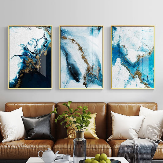 Nordic Abstract Color Spalsh Blue Golden Poster