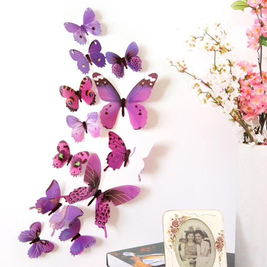 12pcs 3D Butterfly Rainbow Fridge Wall Stickers