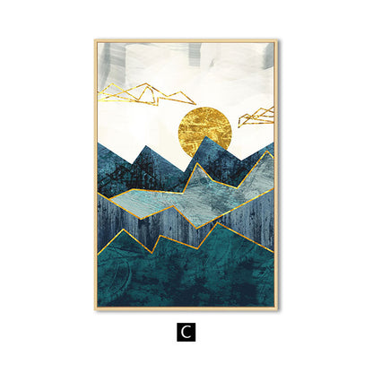 Nordic Abstract Geometric Mountain Landscape Wall Art