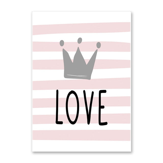 Pink Cartoon Nursery Children Wall Art Mural