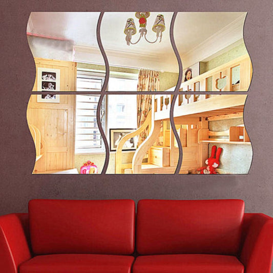 Wavy 3D Mirror Wall Stickers Decorative Mirror Sets