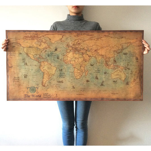 Nautical Ocean Sea World Map Retro Old Art