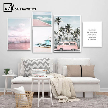 Nordic Style Beach Ocean Landscape Canvas Poster