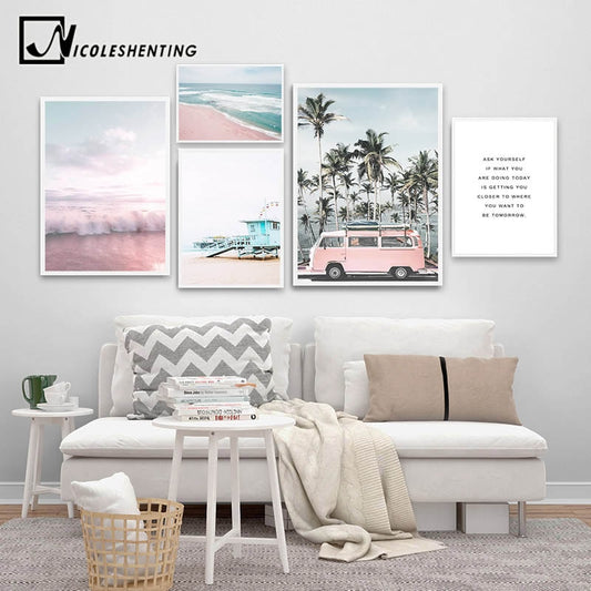 Nordic Style Beach Ocean Landscape Canvas Poster
