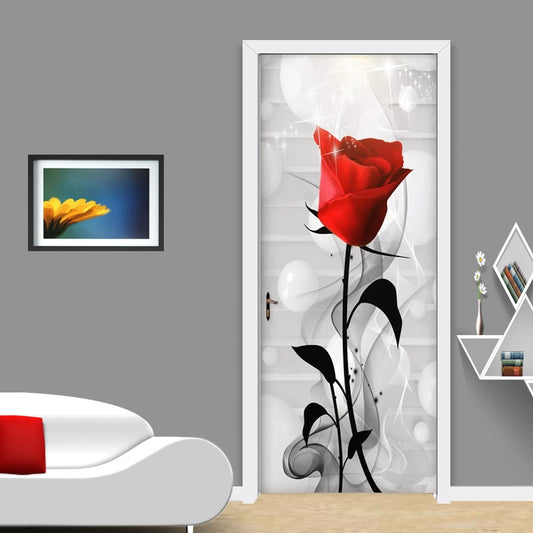 Modern Abstract Smog Red Rose Wall Sticker