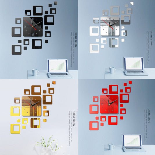 Acrylic Modern DIY 3D Wall Clock Decorative Mirrors