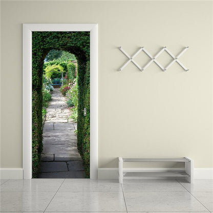 3D Lover In The Colored Woods Oil Painting Door Sticker
