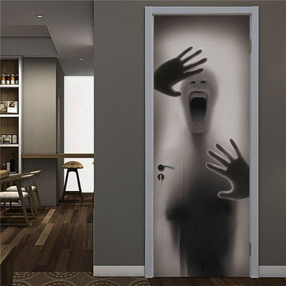 3D Lover In The Colored Woods Oil Painting Door Sticker