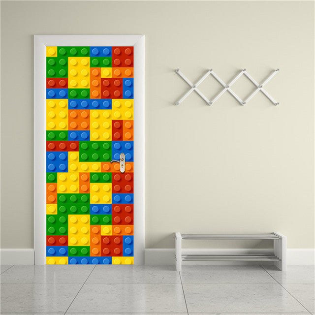 3D Lover In The Colored Woods Oil Painting Door Sticker