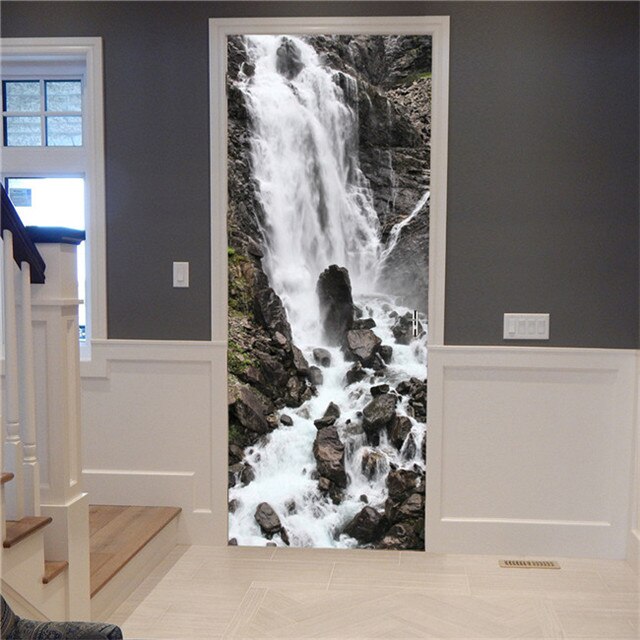 3D Lover In The Colored Woods Oil Painting Door Sticker
