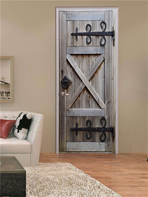 3D Lover In The Colored Woods Oil Painting Door Sticker
