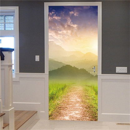 3D Lover In The Colored Woods Oil Painting Door Sticker