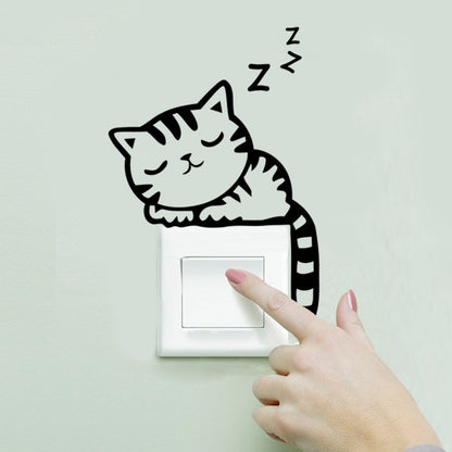 DIY Funny Cute Sleeping Cat Dog Switch Wall Stickers