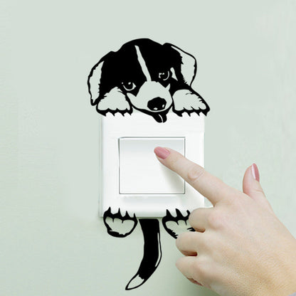 DIY Funny Cute Sleeping Cat Dog Switch Wall Stickers