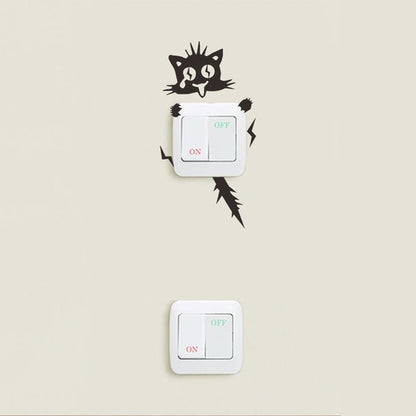 DIY Funny Cute Sleeping Cat Dog Switch Wall Stickers